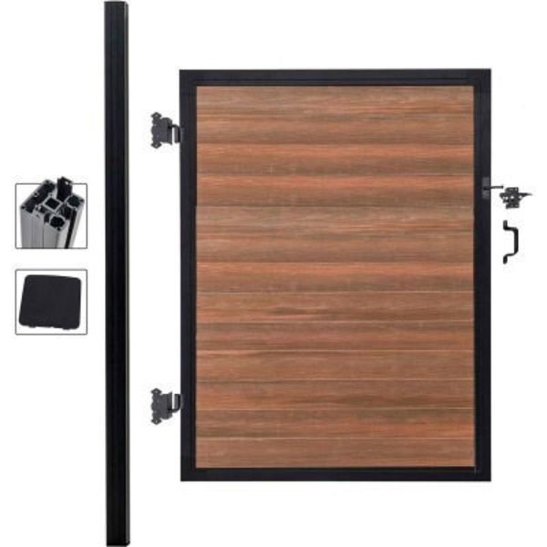 Jewett Cameron Companies Full Composite 4'W x 6'H King Cedar Aluminum/Composite Adjustable Fence Gate Kit - IN GROUND ONLY EF UT1216